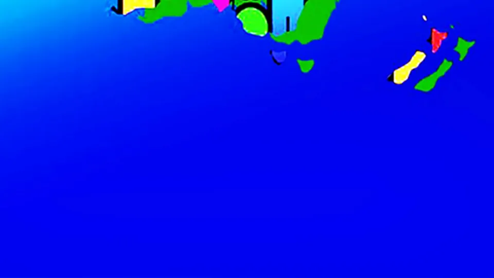 Enlarged display map section showing southern Australia and New Zealand above a broad blue ocean area