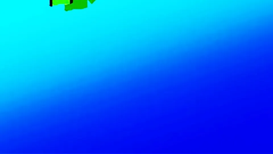 Enlarged display map section showing mostly turquoise and blue ocean, with a small land fragment at the top