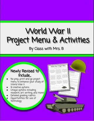 World War 2 Project Menu and Activities – cover