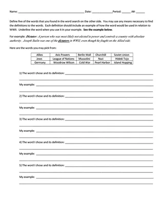 World War II Word Search & Definitions Packet – preview 1
