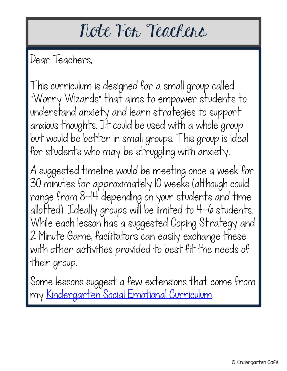 Teacher introduction recommends weekly 30-minute sessions for about 10 weeks, ideally with 4–6 students