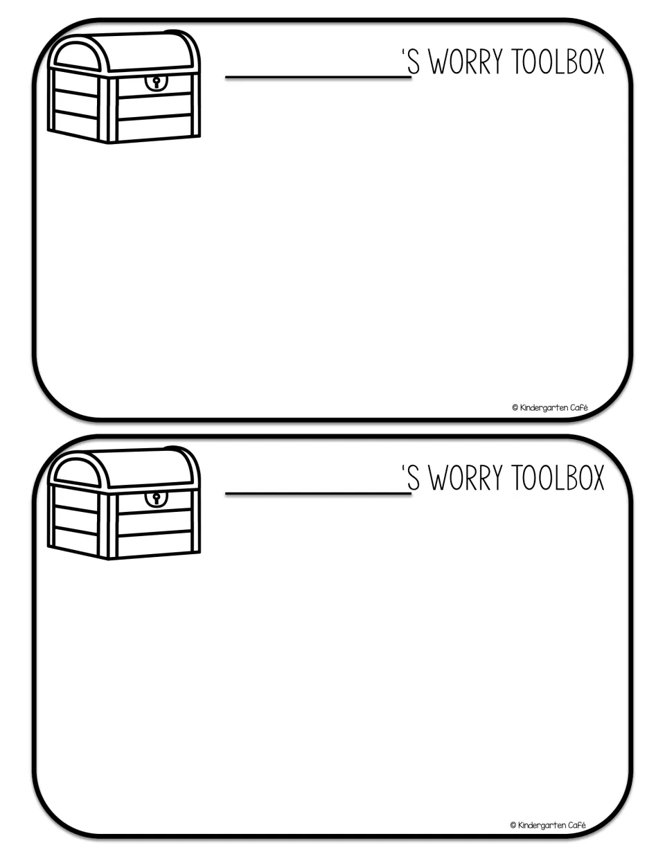 Two open worry toolbox templates provide space for students to collect coping strategy buttons from lessons