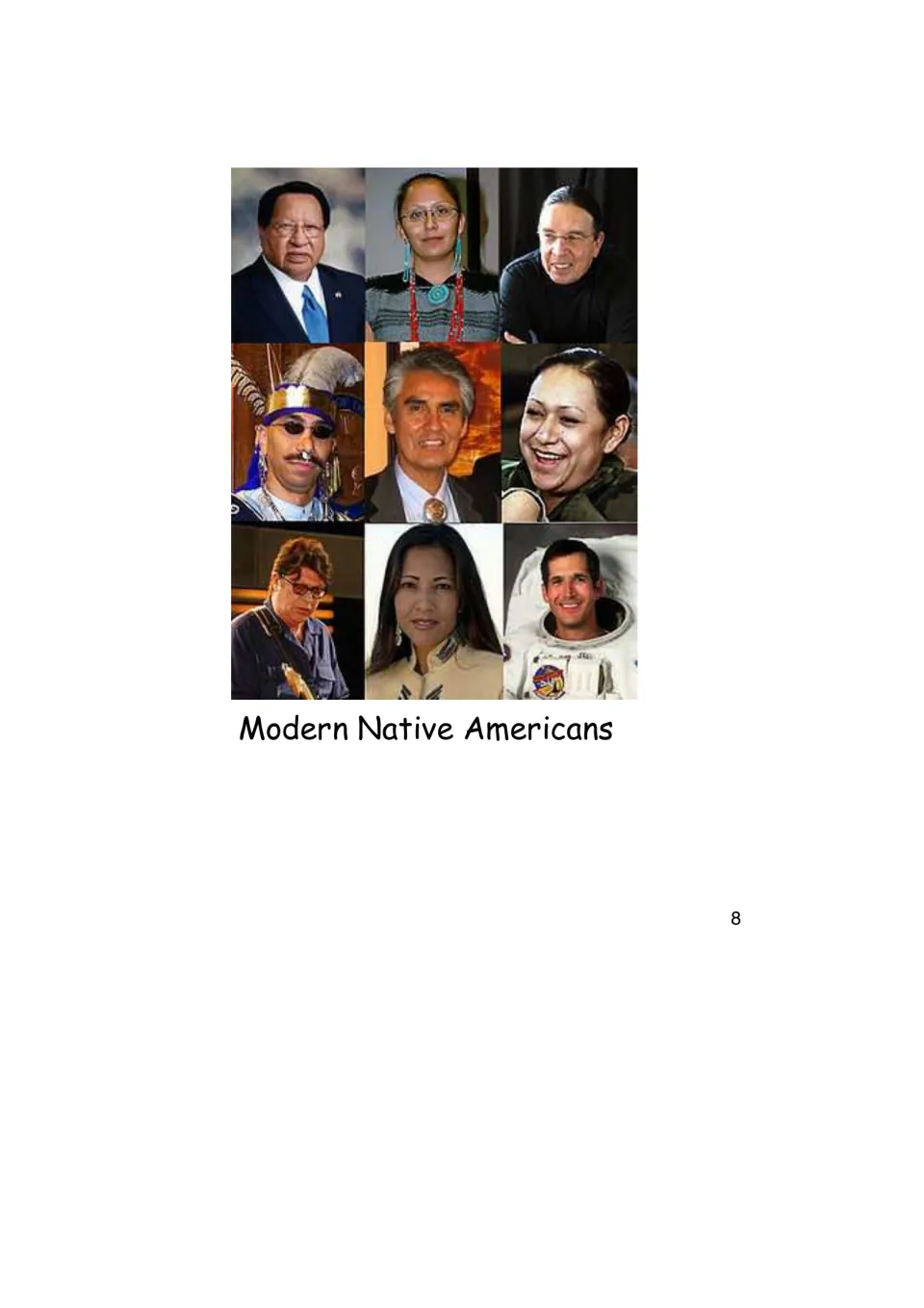 History eBook picture page featuring nine portraits under the caption “Modern Native Americans”