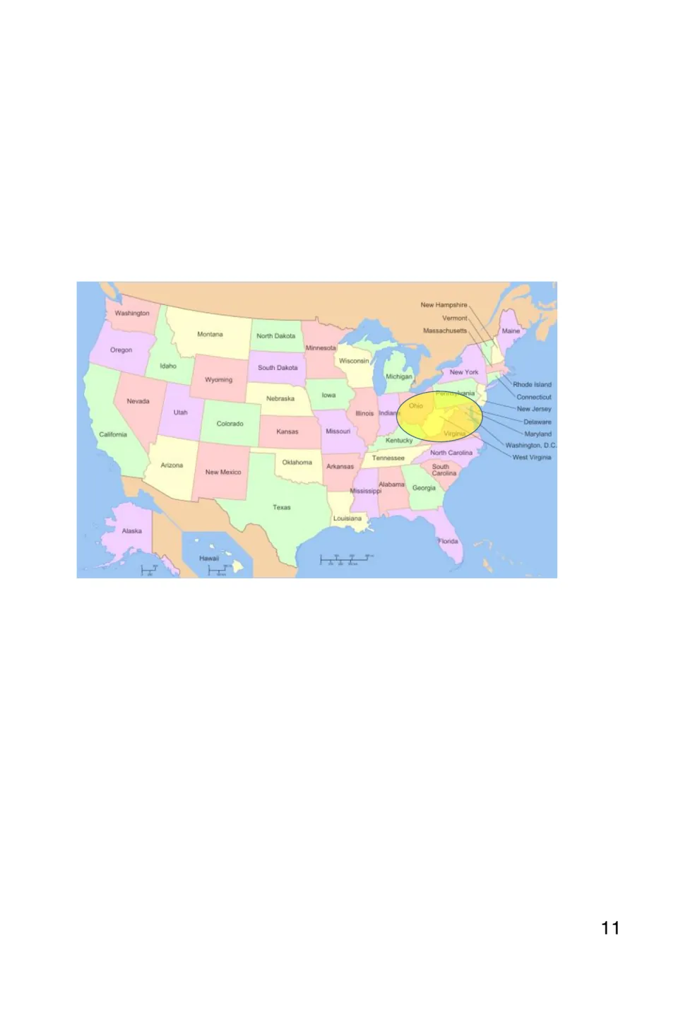 Shawnee section opening map highlights an area around Ohio and neighboring states on a labeled U.S. map