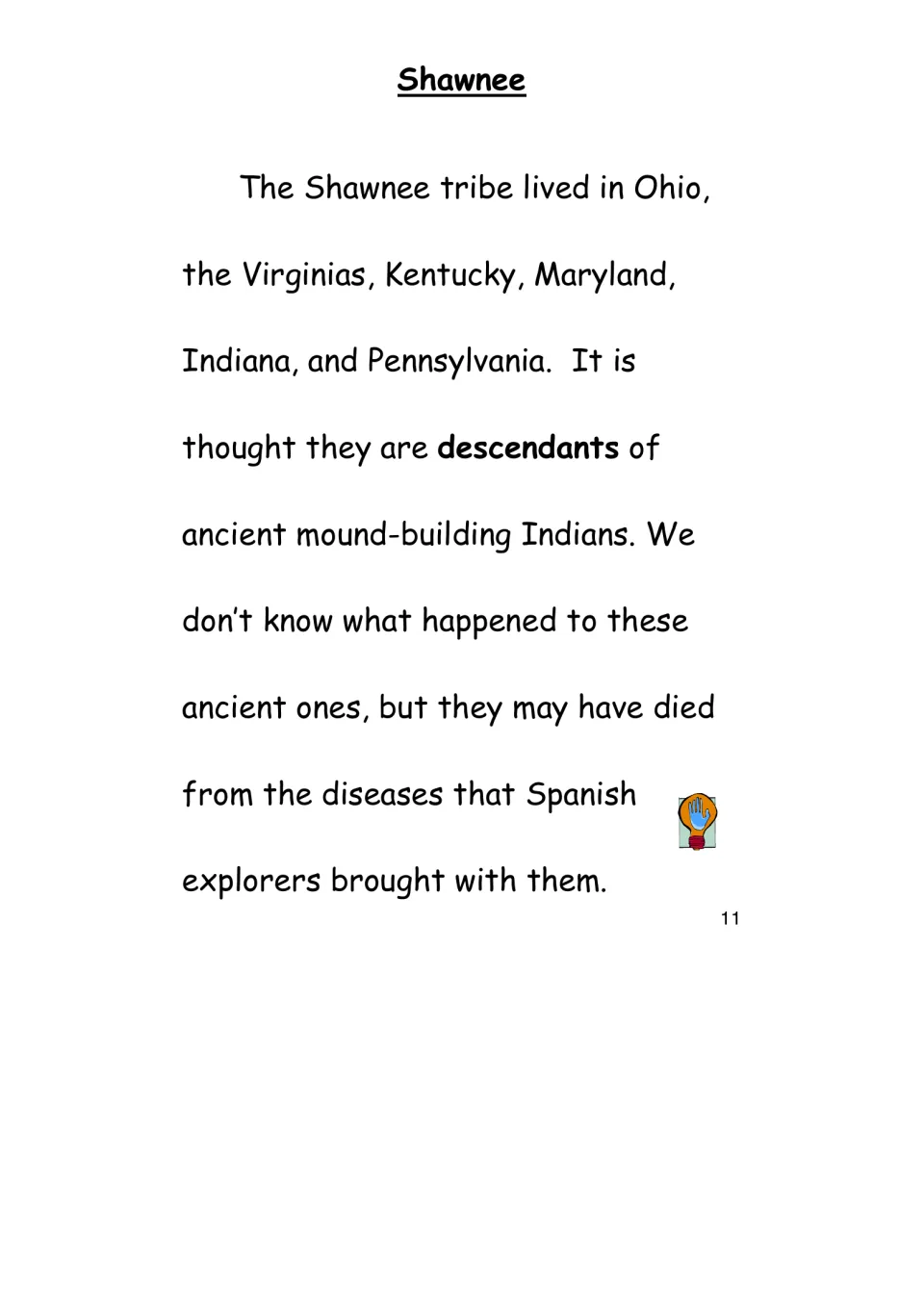 Shawnee opening passage naming former homelands and discussing possible ancestry among mound-building peoples