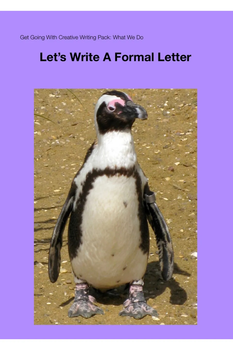Cover of Let's Write A Formal Letter from the Get Going With Creative Writing Pack, showing a photo of a standing penguin