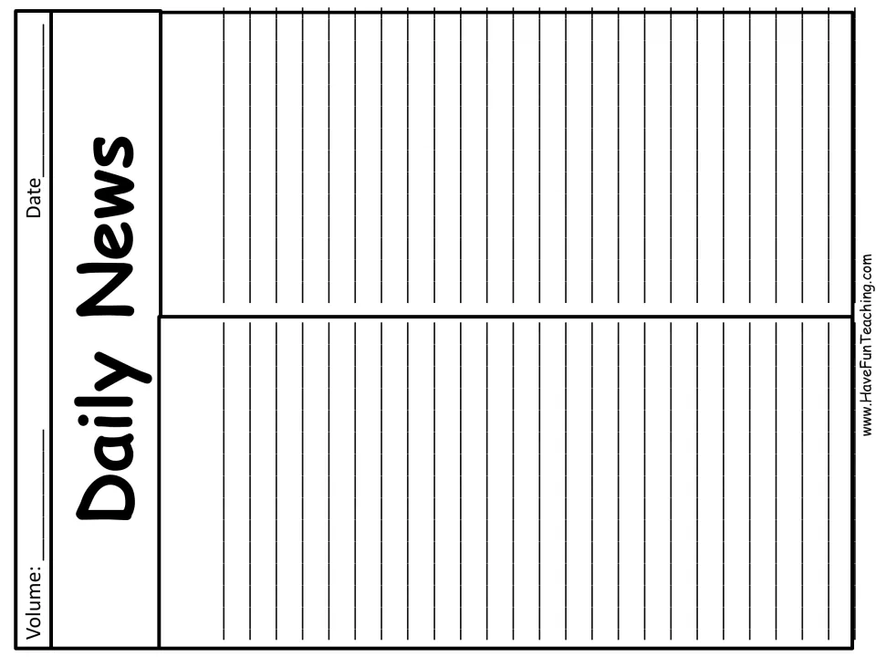 Daily News final copy: students publish revised articles in newspaper format, adding the volume number and date