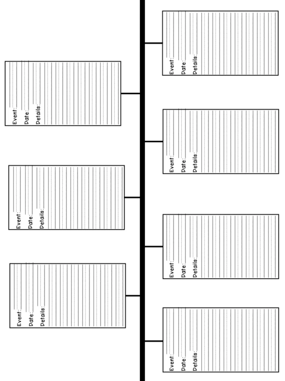 Timeline continuation: 7 more Event, Date and Details entries for adding birthdays, moves and other events in order