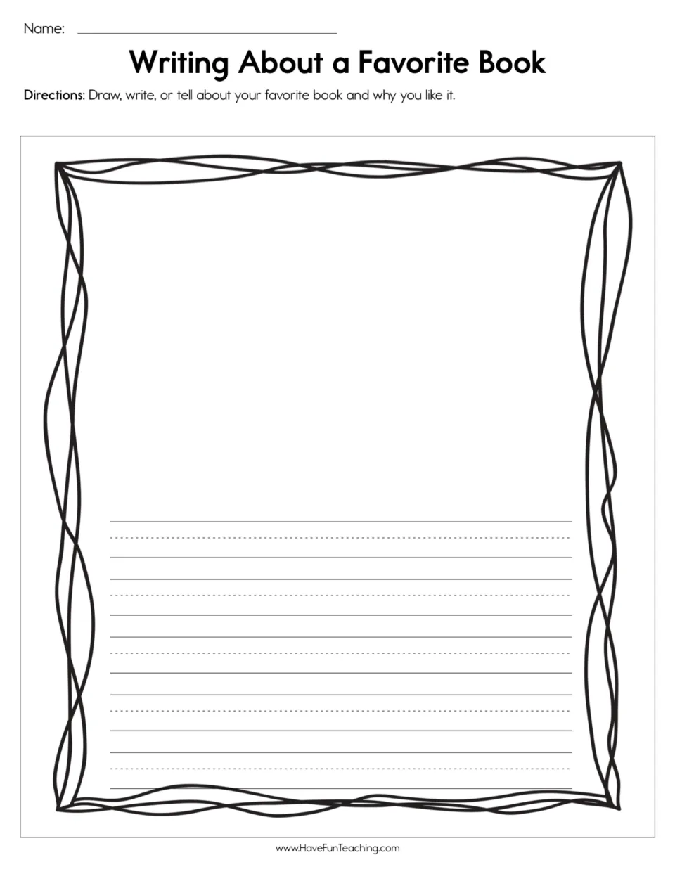 Favorite book response: students draw a picture of a book they enjoy, then write or tell why they like it