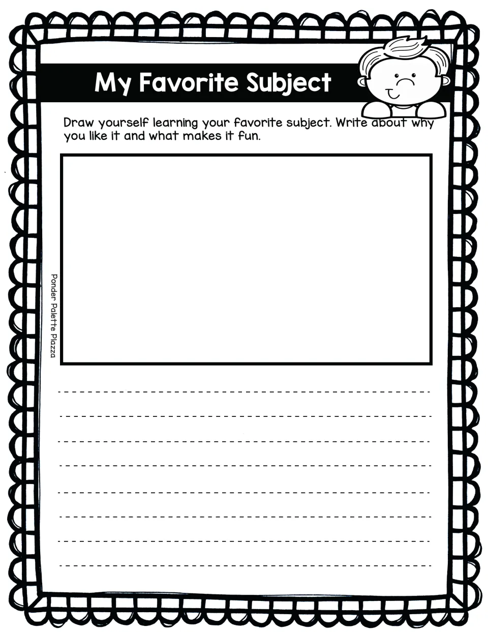 My Favorite Subject activity: draw yourself learning your favorite subject and write why it is fun to learn.