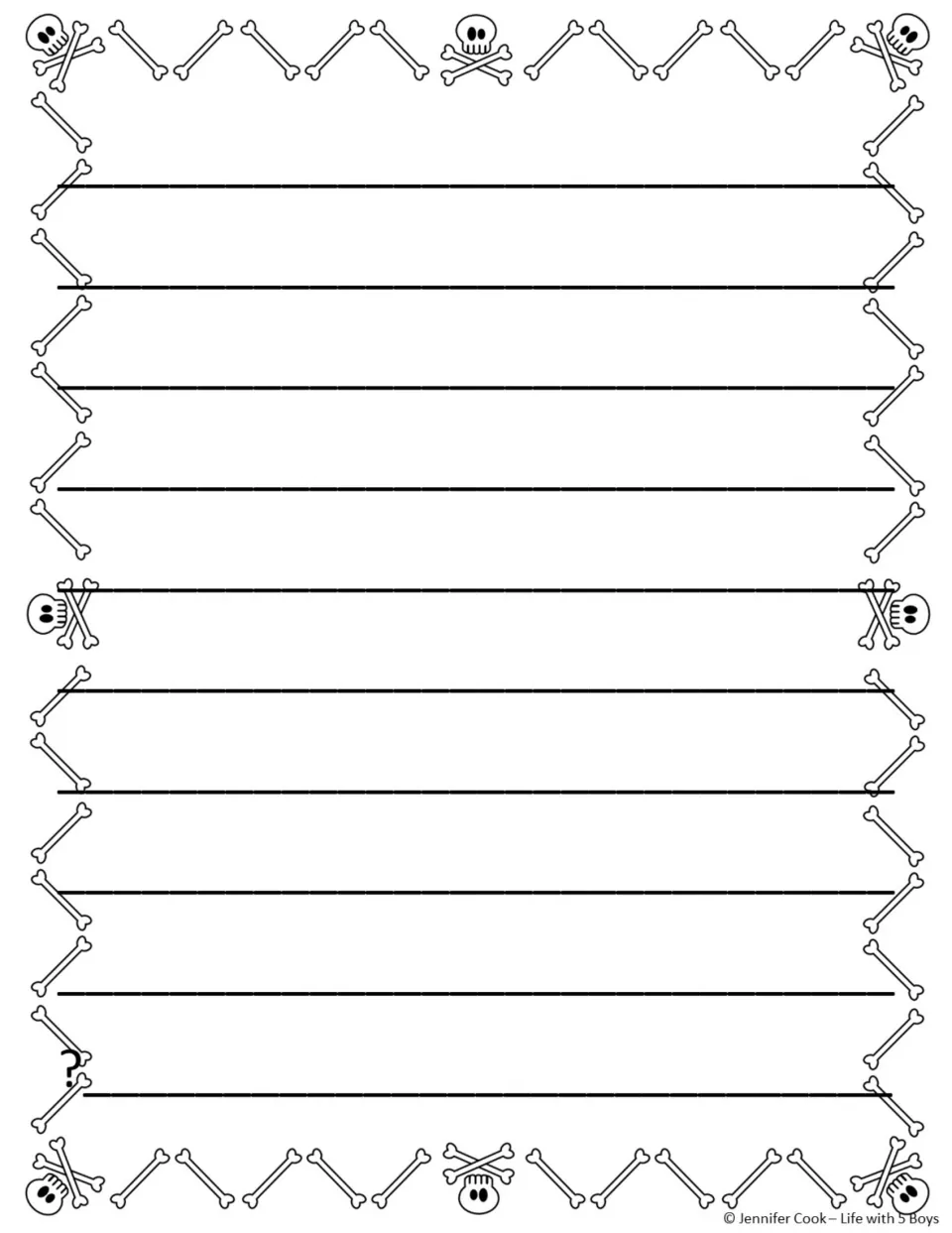 Halloween story draft page 2 provides space to continue the short story begun on the first draft page.