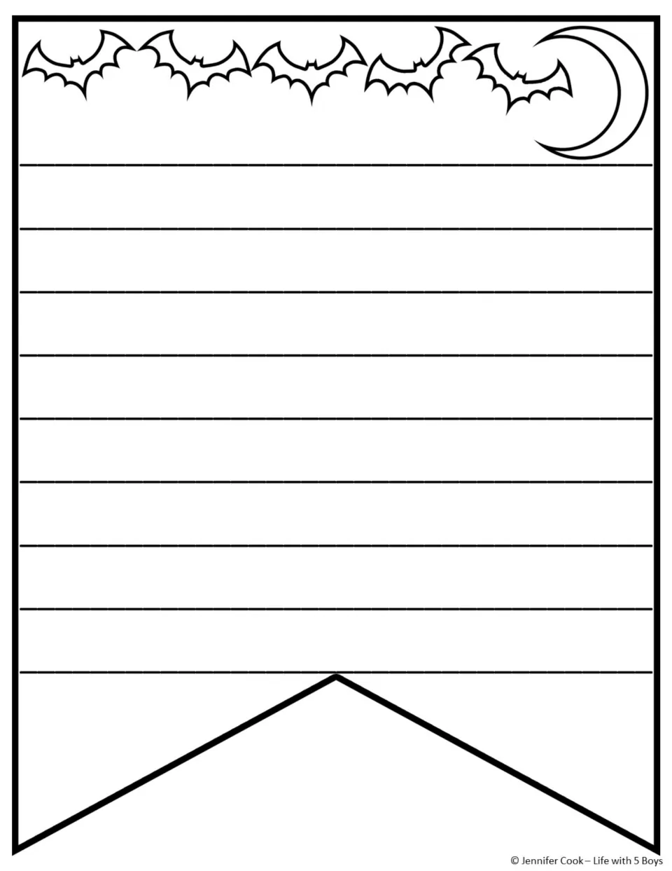 Halloween story pennant provides space for the final version of the short story after the two draft pages.