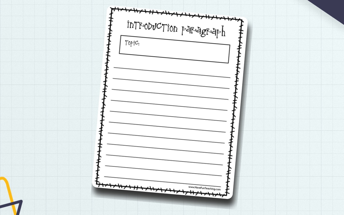 Writing an Introduction Paragraph Worksheet worksheet page with the activity title and student response area.