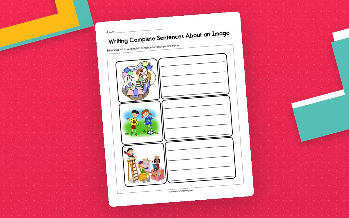 Writing Complete Sentences about an Image Worksheet worksheet preview.