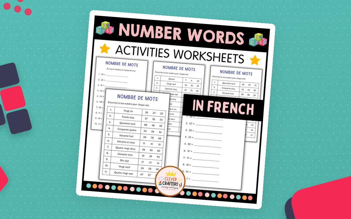 Writing Number in Words 1 to 100 Worksheet in French teaching resource preview