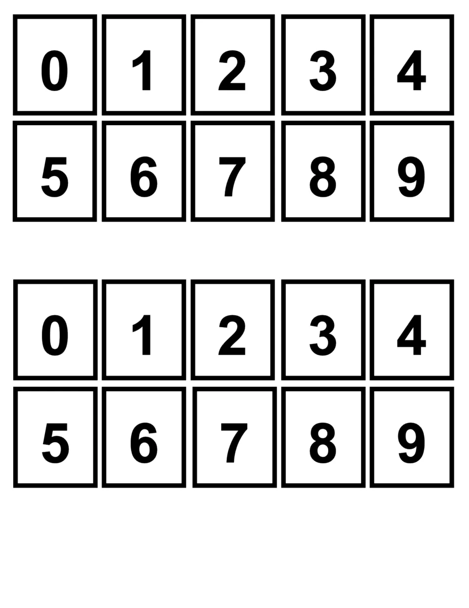 Mini-number cards: two sets of digits 0 to 9 for students to cut out and arrange their phone number in correct order