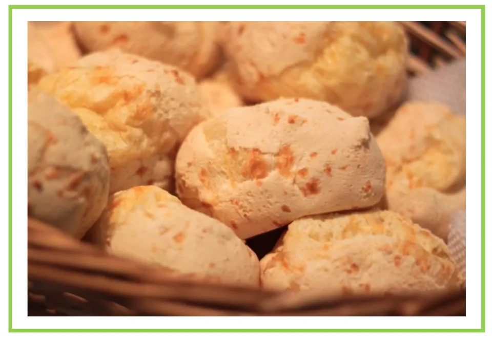 Salty snack flashcard 10 for writing prompts and discussions shows a basket of small golden bread rolls.