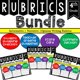 4th Grade Writing Rubric Bundle – With Checklists – cover