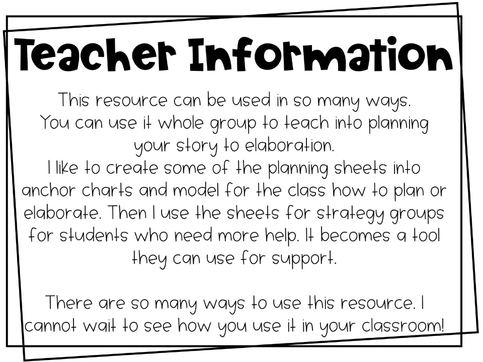Teacher notes on using the sheets whole group, as modeled anchor charts and in strategy groups for students needing help
