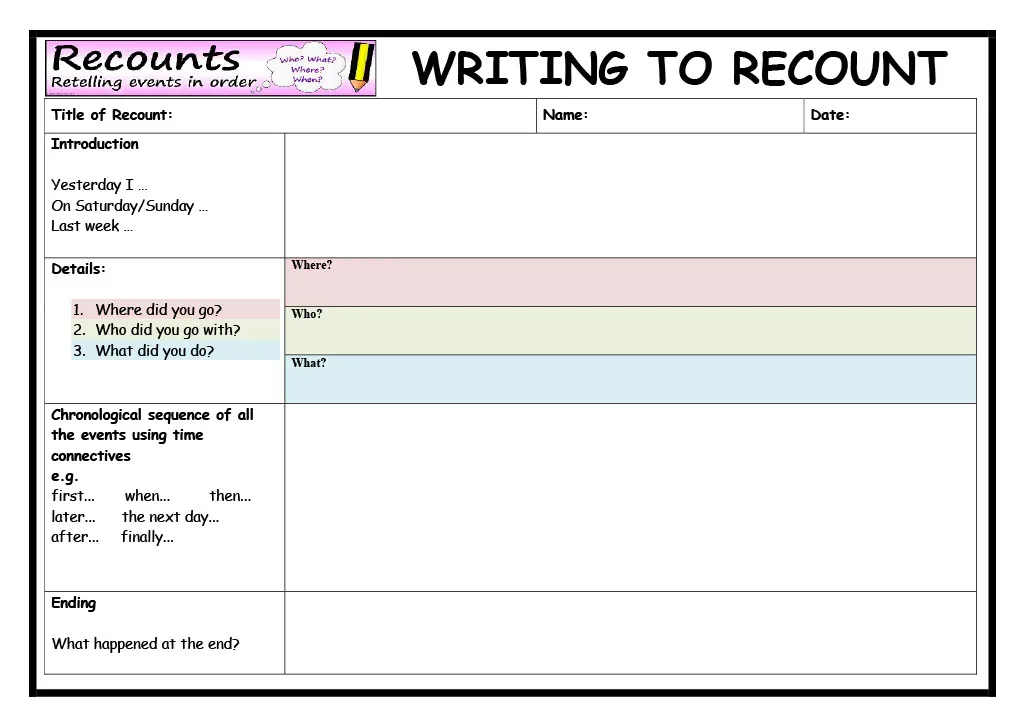 Writing to Recount Template – cover