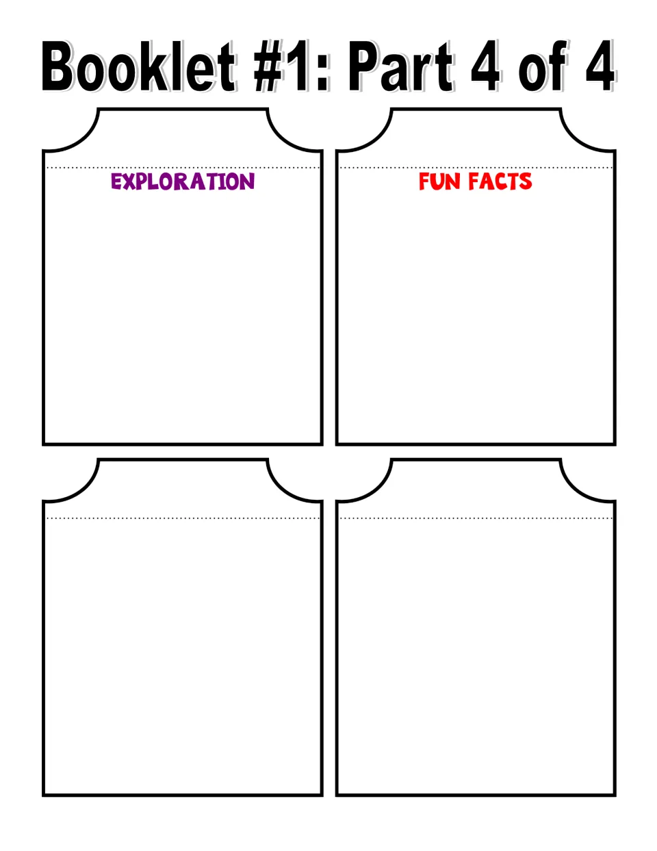 Color Yellowstone booklet, part 4 of 4: Exploration and Fun Facts writing pages, plus two blank pages