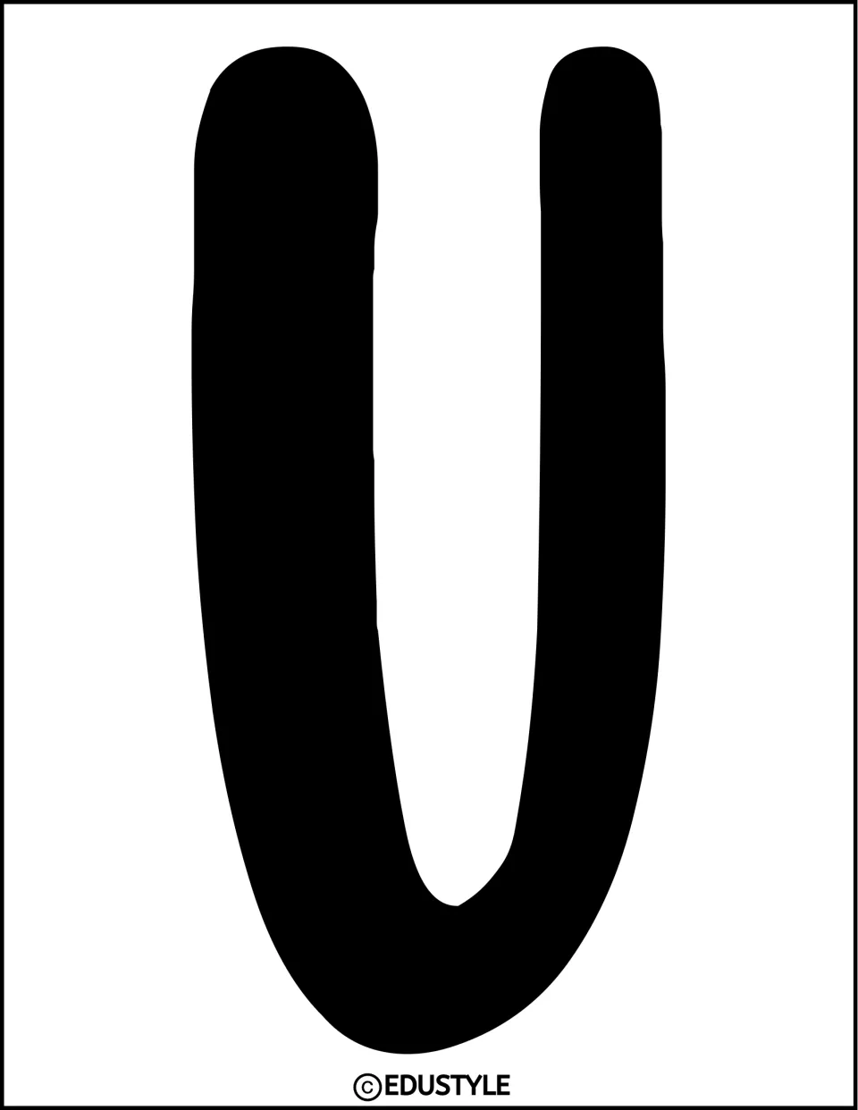 Black uppercase U, a full-page cutout letter for the kit's 'You Are Loved!' bulletin board or door display