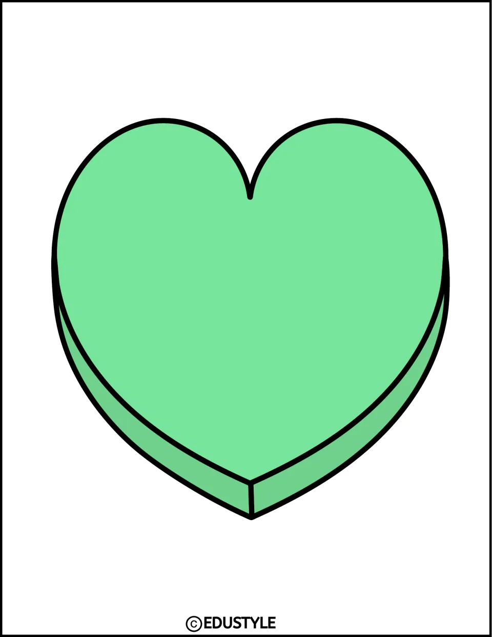 Valentine's Day decor: one large mint green candy-style heart with a shaded lower edge, ready to print and cut out