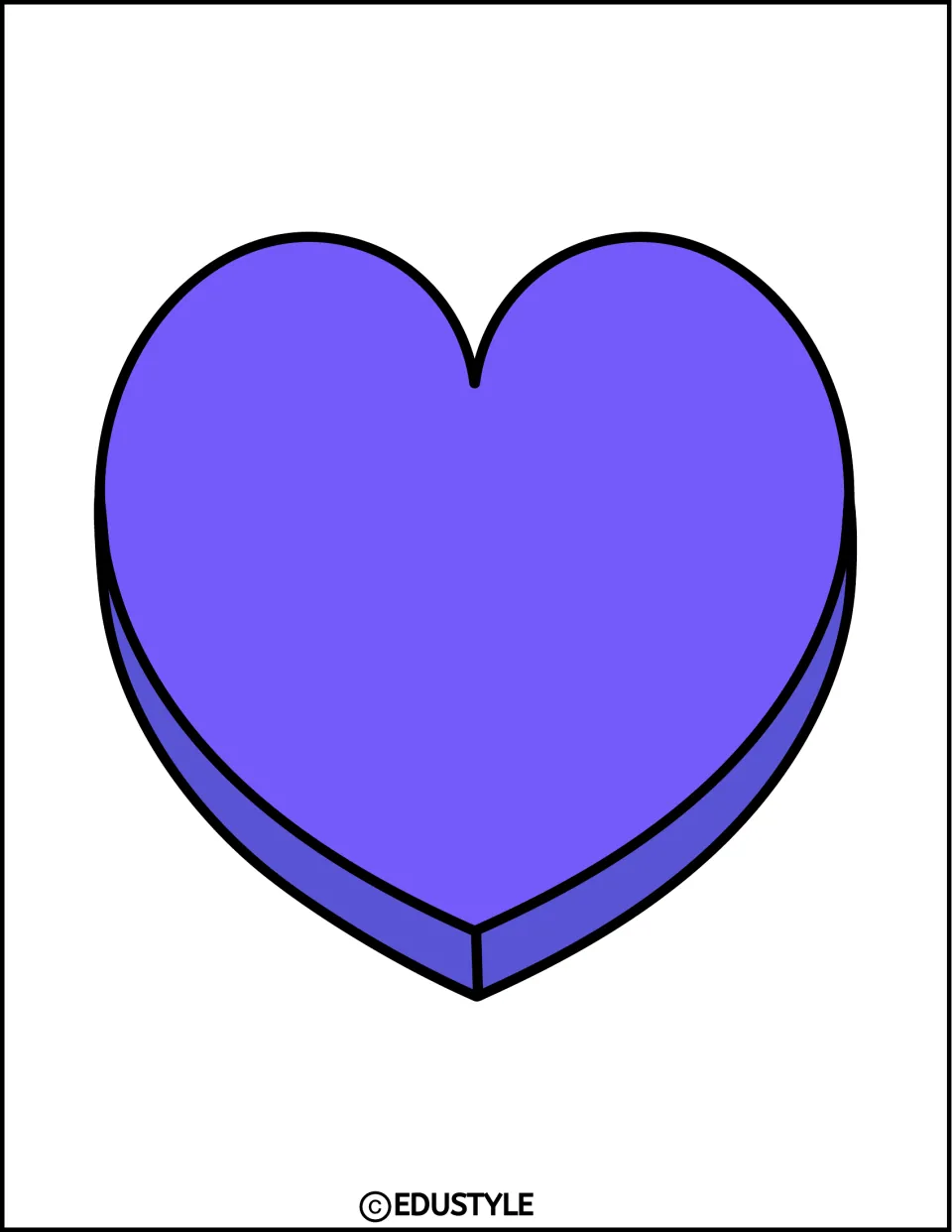 Valentine's Day decor: one large purple candy-style heart with a deeper purple rim, sized to fill a full sheet for cutting