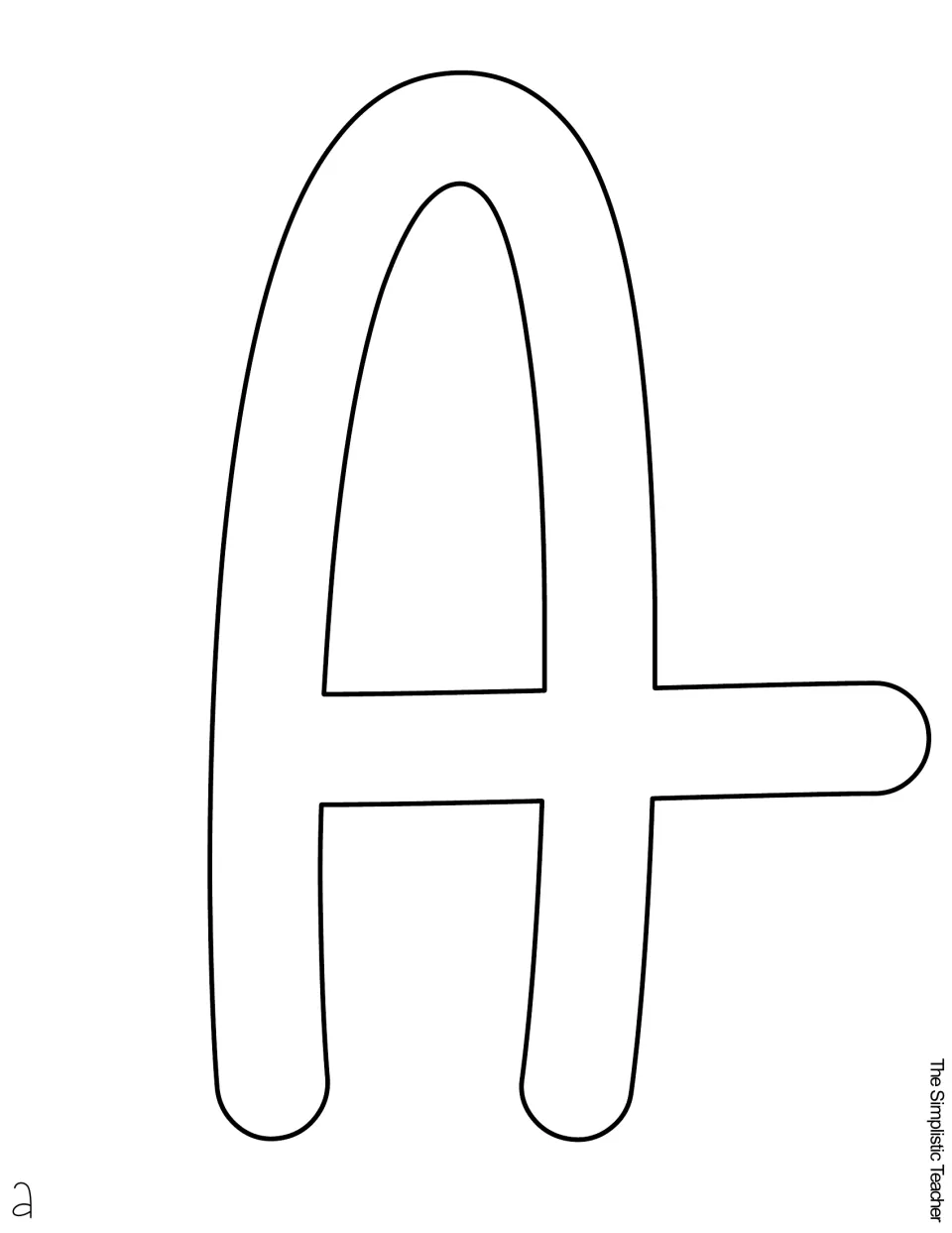 Letter A outline template for the single word a in the door title, printed full page for cutting out by hand or machine