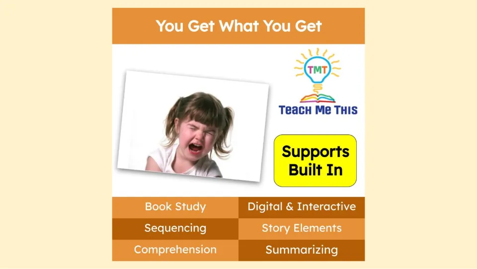 Book study cover highlighting digital activities, sequencing, story elements, comprehension, and summarizing