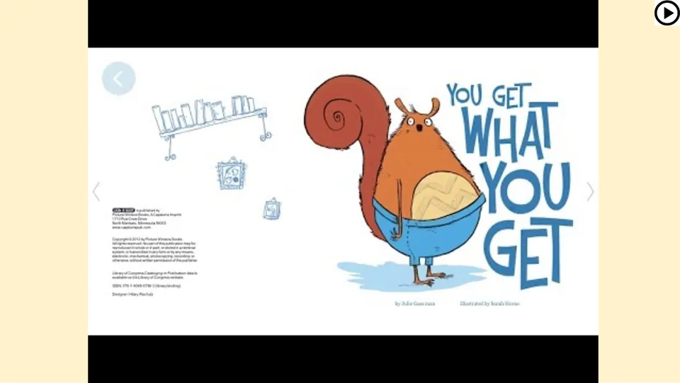 Read-aloud slide displays the story's title spread, featuring Melvin the squirrel, and a play icon