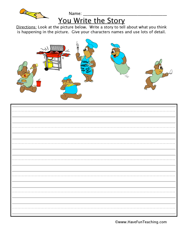 You Write the Story BBQ Picture Worksheet by Teach Simple