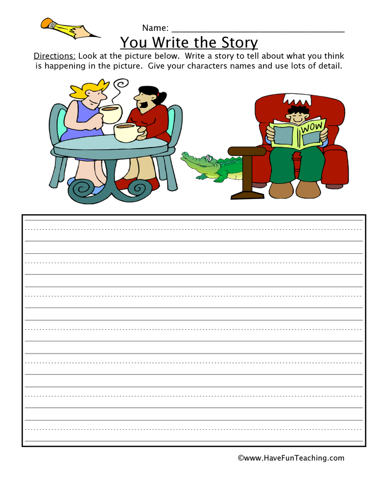 You Write the Story Coffee Shop Picture Worksheet teaching resource preview