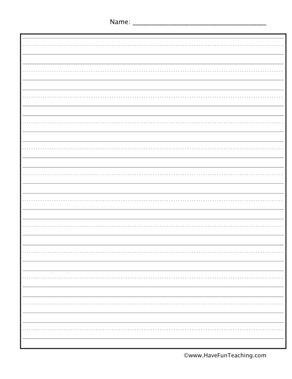 Story continuation page: blank handwriting paper with a name blank so students can keep writing their soccer story