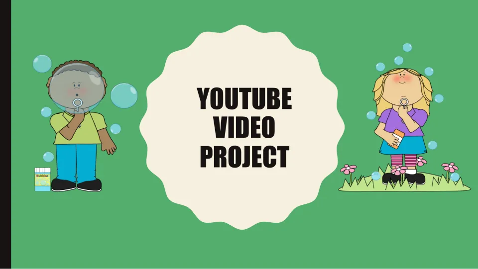 YouTube Video Project cover introduces an assignment to choose a video concept, write a script, and film it.