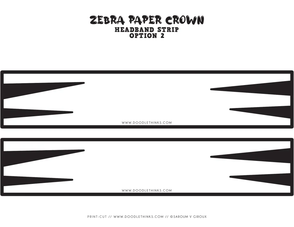 Headband strip Option 2: two bands with solid black zebra stripes that students cut out and glue or staple to the crown