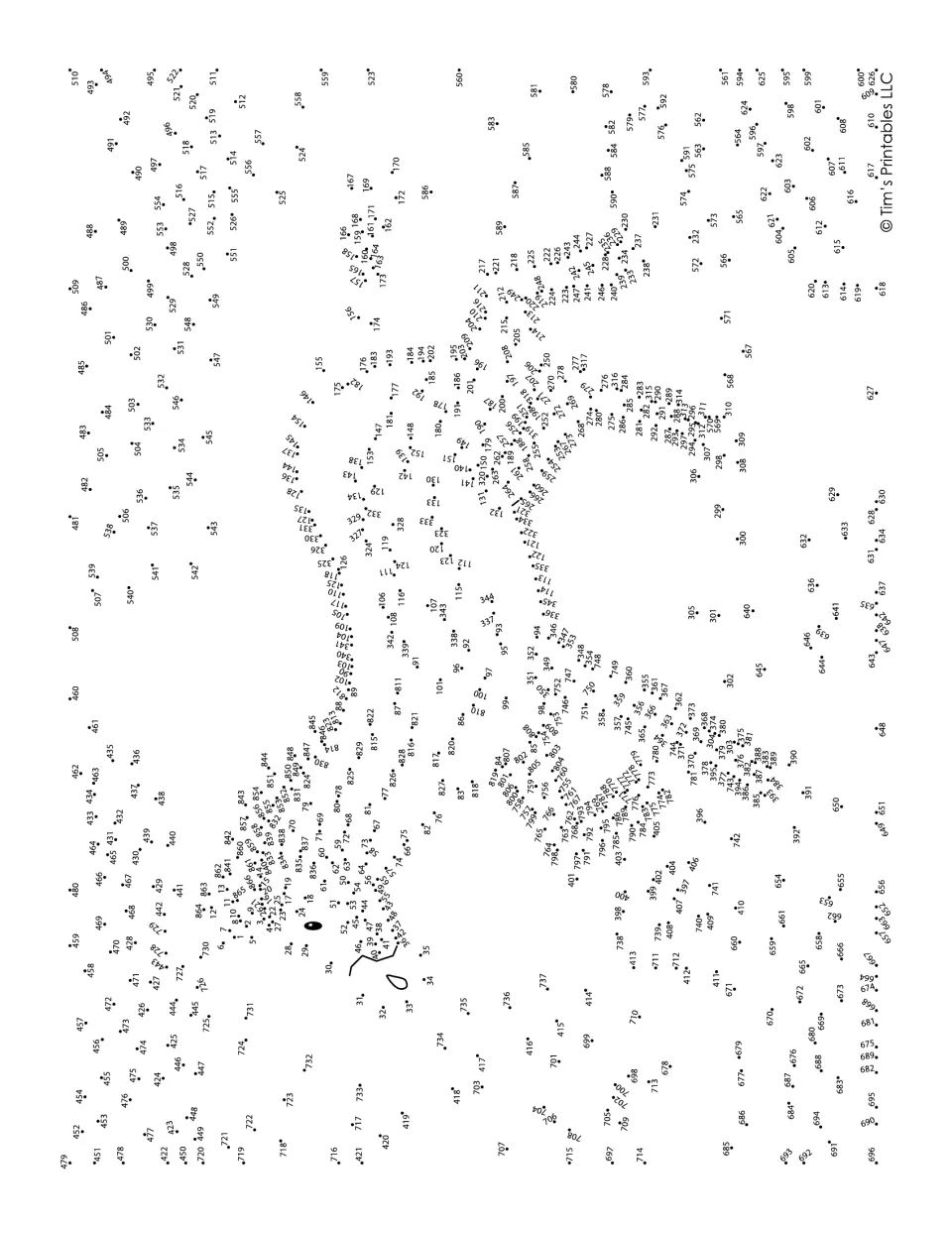 Zebra dot-to-dot: students join numbered dots in order, from 1 up past 860, to reveal a zebra in a grassy scene