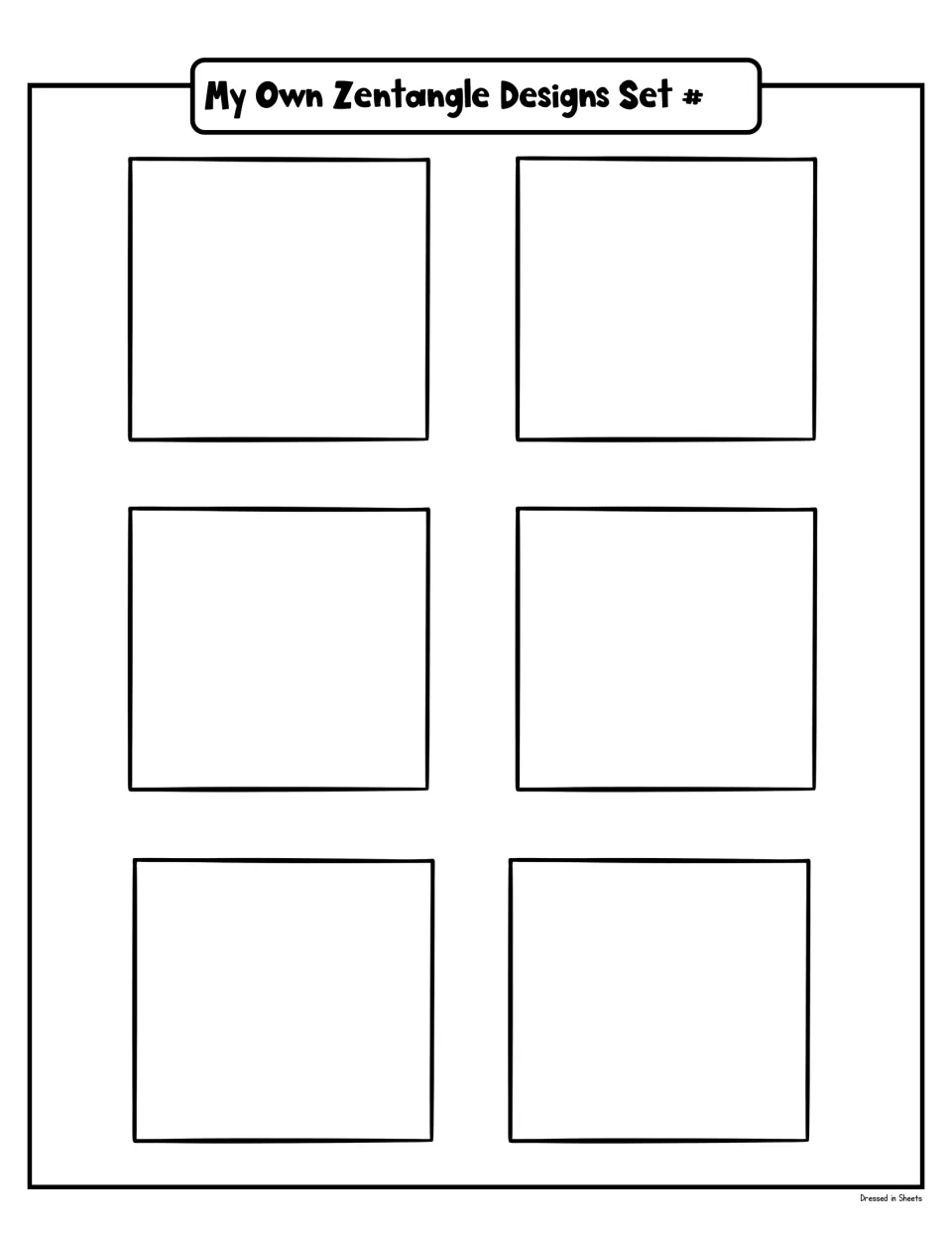 My Own Zentangle Designs: students invent six original patterns, draw each in a blank space and number their own set
