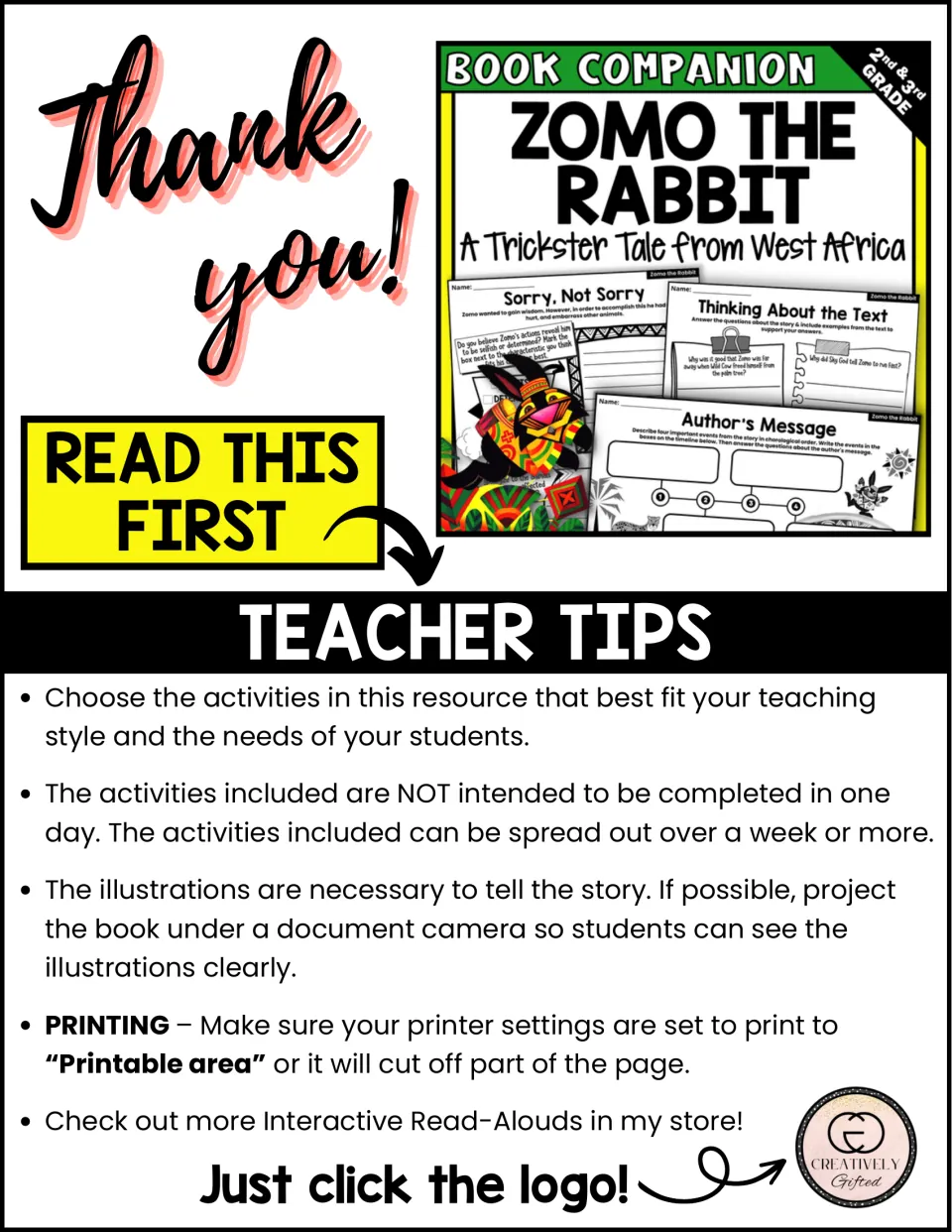 Teacher tips for the book companion: choose activities, spread them over a week, and project the book so illustrations show